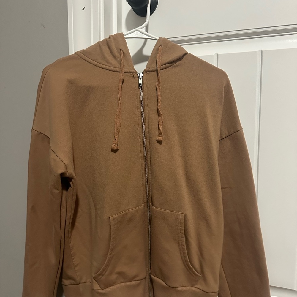Time and Tru Tan Zip-Up Hoodie